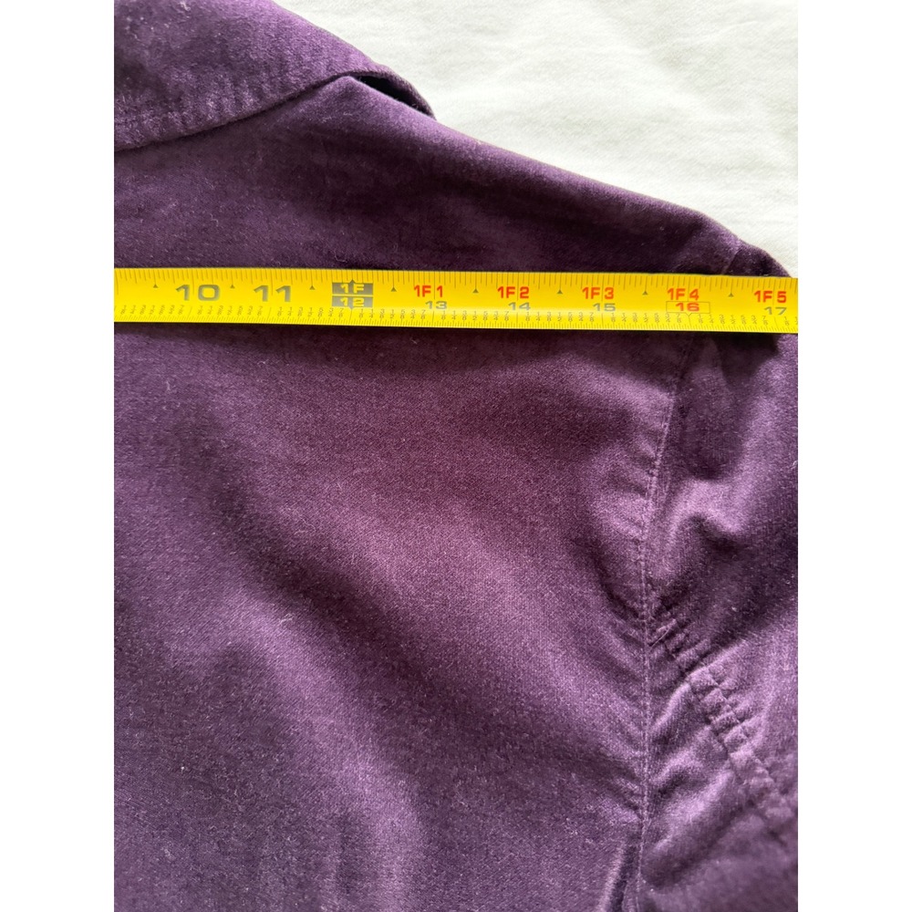J. Jill M Plum Purple Stretch Velvet Button Front Midi Shirt Dress Cotton Blend - Picture 5 of 12